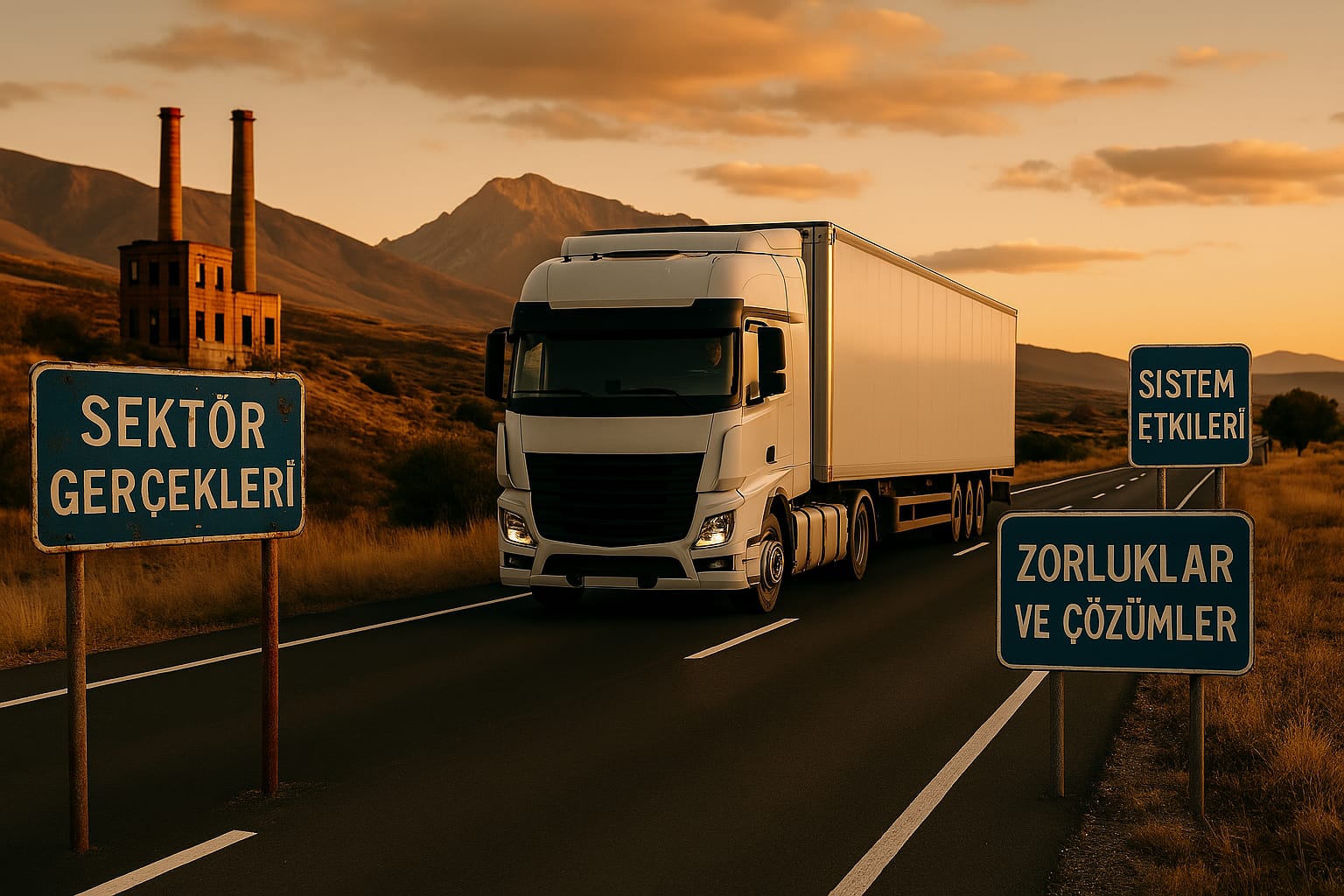 tır şoförlüğünün zorluklarını anlatan yol görseli