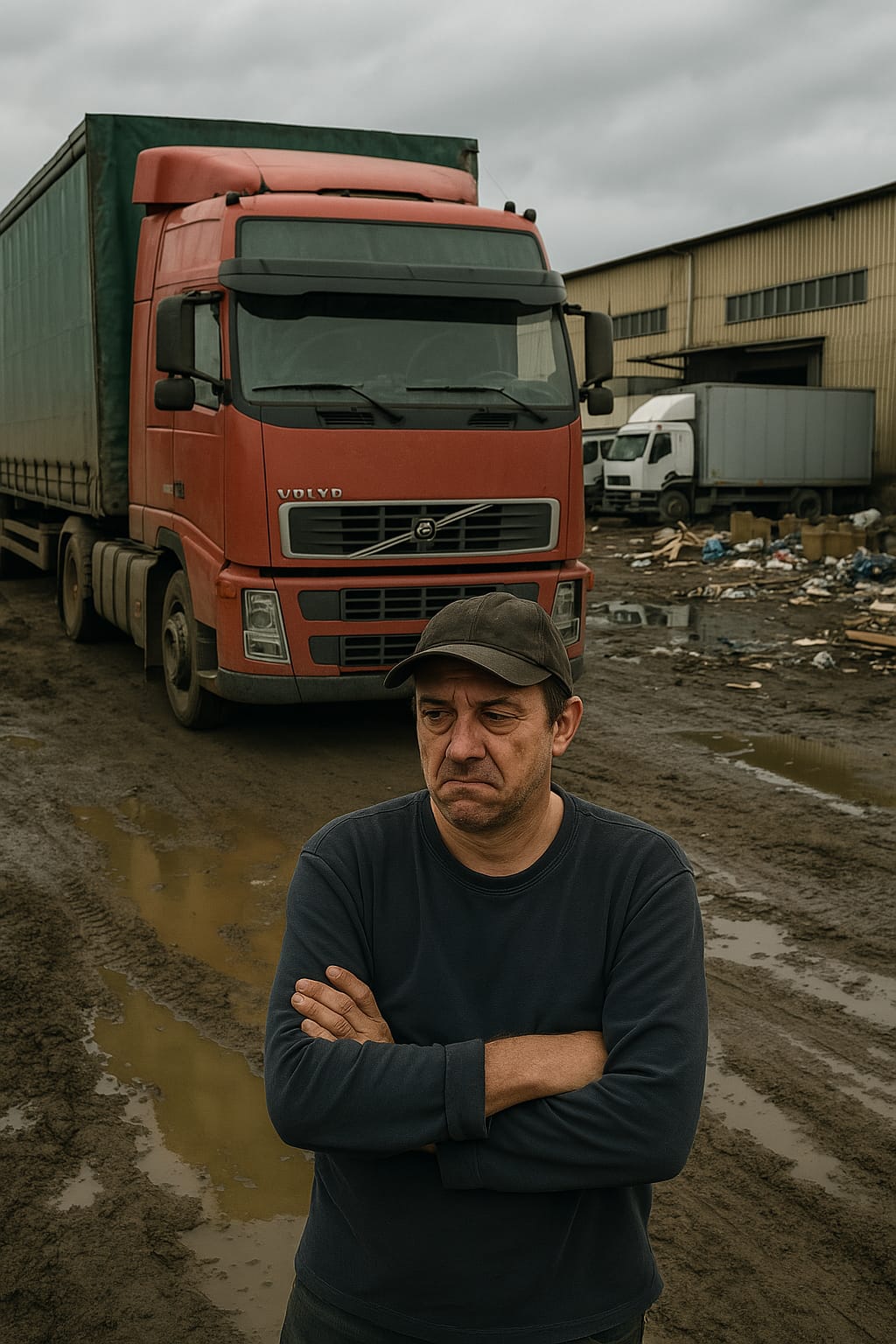 tırdahyat adlı blog sitesi için türkiyede yük indirmeyi bekleyen yorgun ve bitkin bir sürücü adlı görsel